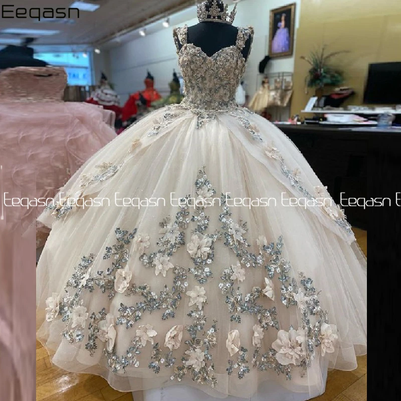 Elegant Princess Quinceanera Dress  Ball Gown Lace Flowers Party Sweet 16 Pageant Gown Vestidos De 15 Años Prom