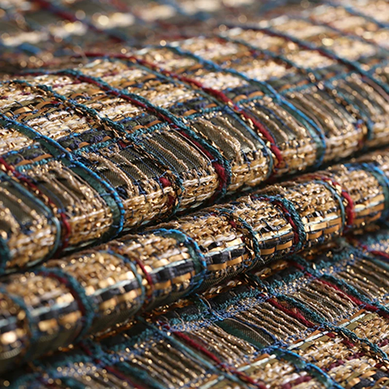 

150CM Wide 490G/M Weight Golden Tweed Knitted Wool Acrylic Cotton Polyester Fabric for Autumn Spring Dress Jacket DE1183