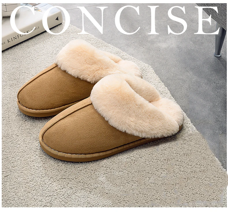 KushyShoo Cotton slippers women winter thick bottom warm simple home indoor floor men cute Korean couple slippers