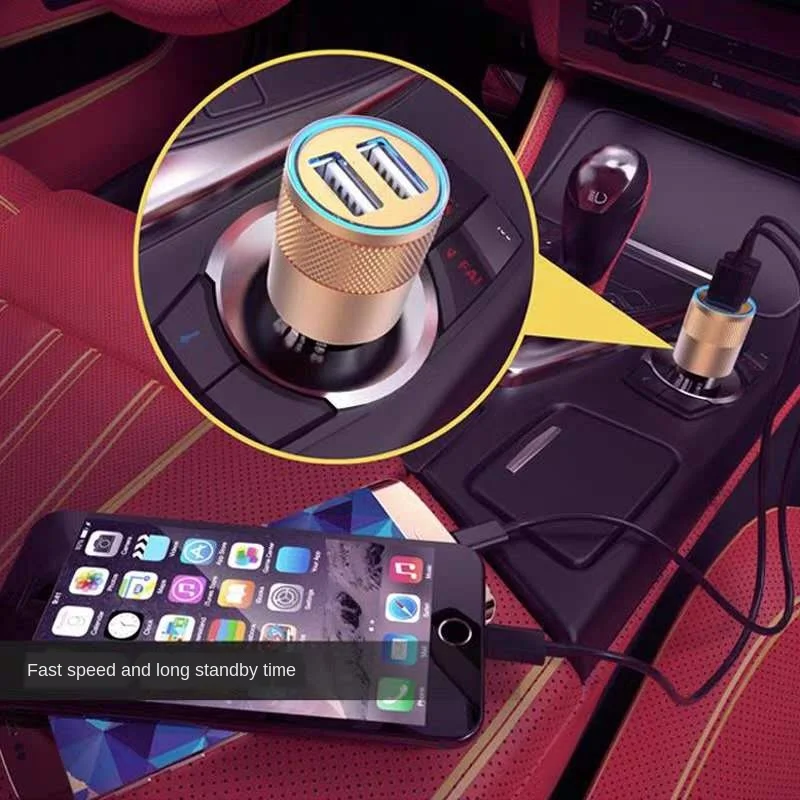 Автомобильное зарядное устройство с двумя usb портами из алюминиевого сплава