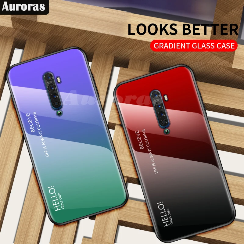 Auroras градиентный чехол из закаленного стекла для OPPO Reno 10X Zoom телефона полное
