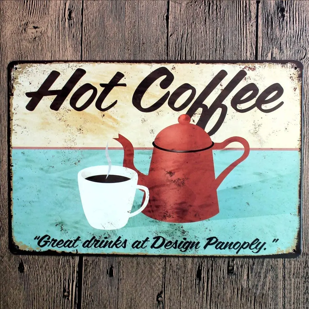 

Hot Coffee Novelty Parking Retro Metal Tin Sign Plaque Poster Wall Decor Art Shabby Chic Gift