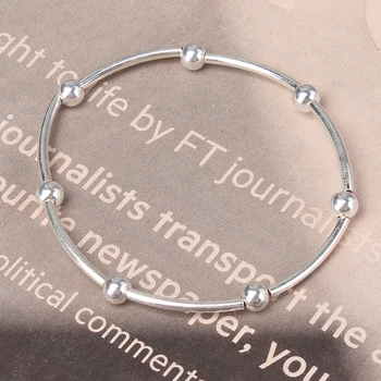 

2020 New Silver Beads Charm Bracelet Unique Design Silver Fashion Minimalist Bangle Gifts For Women