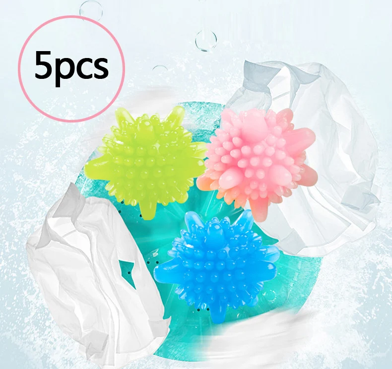 Juego de 5 Bolas Mágicas para la colada, Máquina lavadora para limpieza suavizante de ropa, bolas de limpieza sólidas con forma de estrella de mar