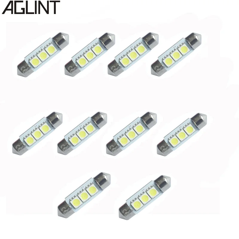 AGLINT 10 шт. C5W гирлянда авто аксессуары 36 мм 6418 6411 CANBUS светодиодный DE3423 DE3425 5050 SMD 3 S