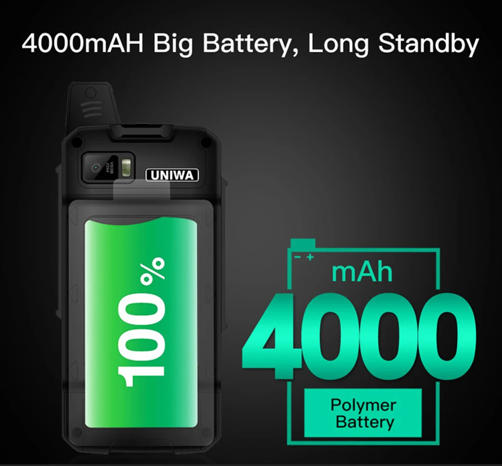 UNIWA F50 Zello PTT рация 2 8 дюйма сенсорный экран 4000 мАч 4G LTE Android 6 0 четырёхъядерный 2G 3G