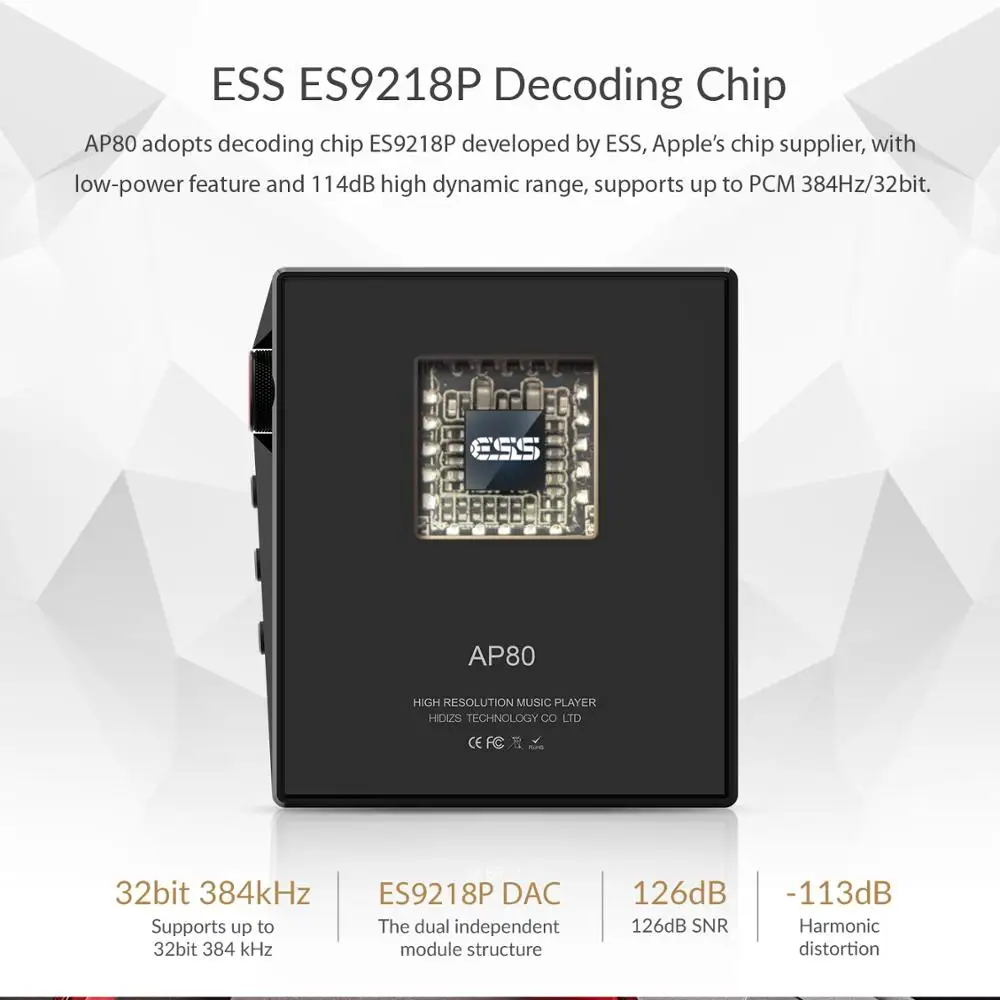 Hi Fi MP3 плеер Hidizs AP80 портативный сенсорный экран спортивный музыкальный Bluetooth FLAC LDAC