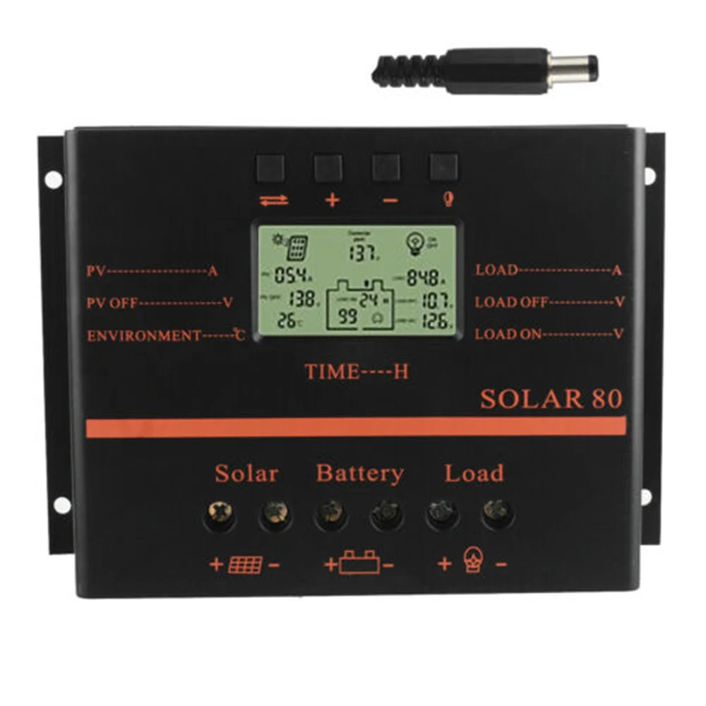 80A PWM Панели солнечные контроллер Батарея заряда Регулятор 12 V/24 V Авто Светодиодный фонарь с USB