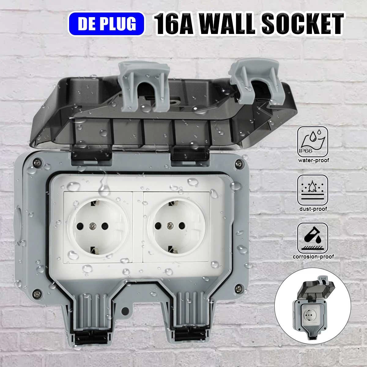 Outdoor Socket Ip66 16A Waterproof Case Wall Switched Sockets Single/Double  Charging Port For Garden Workshop Indoor Outdoor Use| | - AliExpress