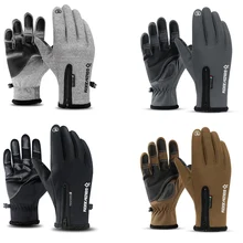 Odkryty polar rękawice Unisex mężczyźni kobiety ciepłe zimowe rękawice motocyklowe ekran dotykowy wodoodporne rękawice narciarskie wiatrówka(China)