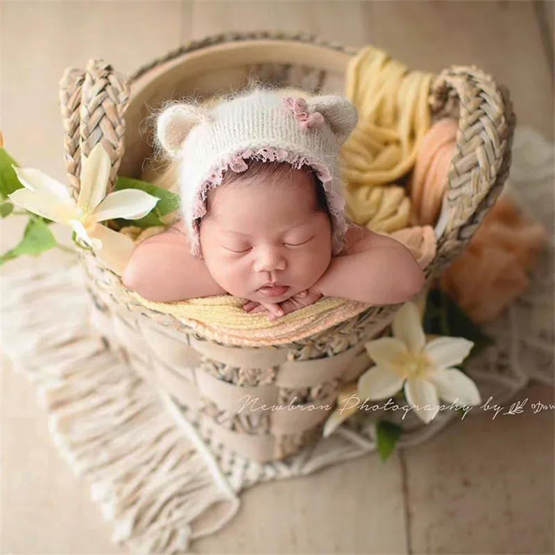 Baby Photography Basket Handmade White Woven Box Prop Baby Photo Shoot Newborn Posing Sofa Studio Fotografie Props Accessories