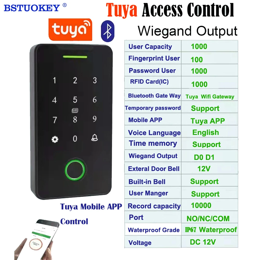 Waterproof NFC Bluetooth Tuya APP Access Control 13.56Mhz RFID Card