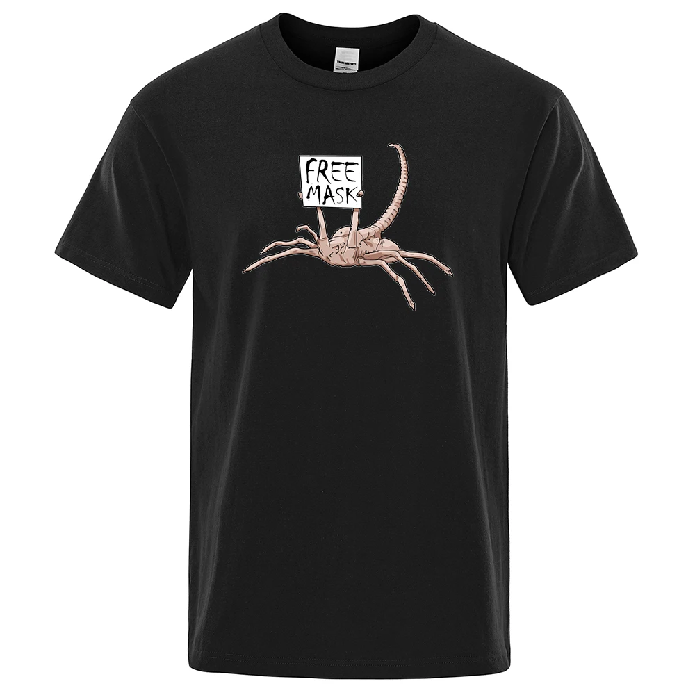 Camiseta estampada com máscara grátis da Alie, camiseta de terror com estampa de Escorpião, camiseta respirável de verão, roupa de hip hop, algodão, streetwear_voghion.com