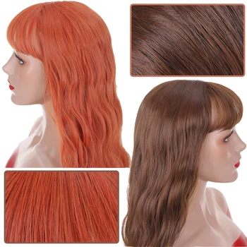 

XUANGUANG 28 Inches Long Wavy Wigs Temperature Synthetic Wigs For Black/White Women Cosplay Hair Wig Black Brown Orange 5 Colors