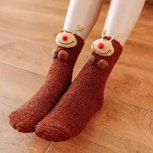 JAYCOSIN 1 Pair Women socks Casual winter Christmas Socks David's deer Socks Cotton Cartoon Keep Warm lady Socks Christmas Gift