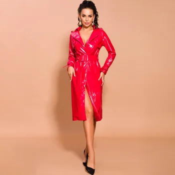 

Autumn 2019 Winter Trench Turn-Down Collar Fashion Coats Women Sashes Vestidos Elegant X-long Casual Simple Trench vestidos