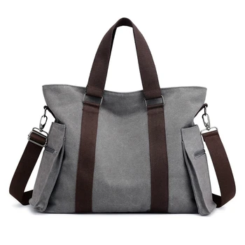 

Women's Large Capacity Tote Canvas Bag Solid Color Simple Casual Messenger Shoulder Bag