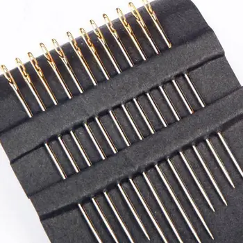

Old Man Side Blind Needle 12pcs Thick Big Eye Self-threading Steel Sewing Needles Hand Gold Set Embroidery Stainless Tool