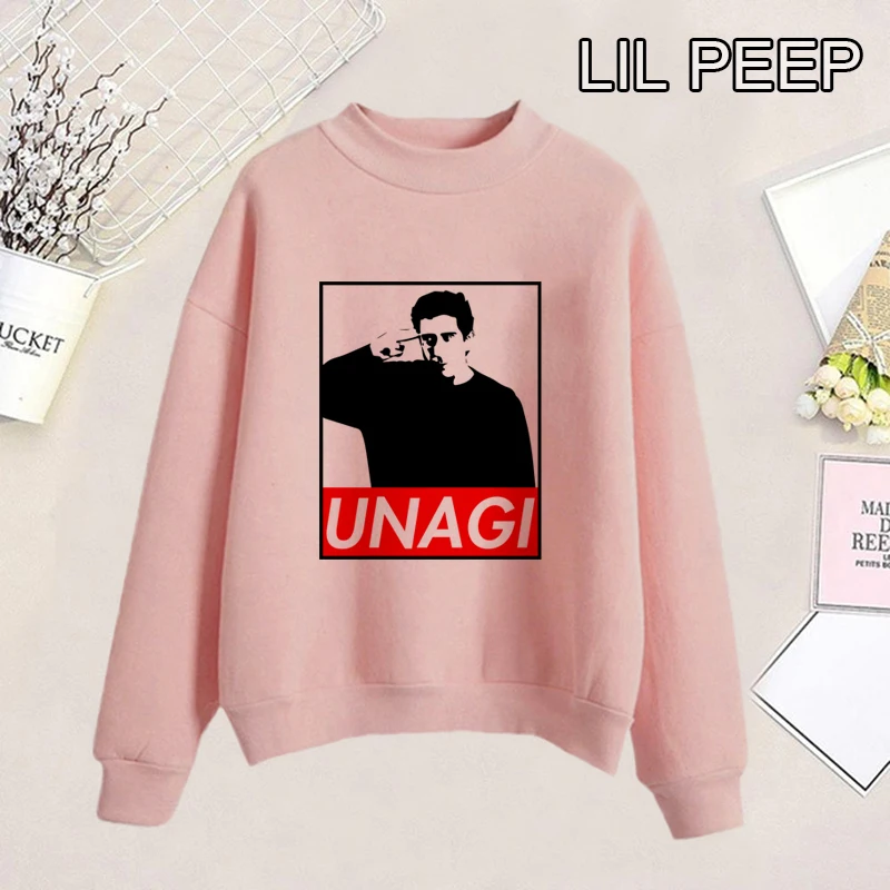 Women Hoodie Unagi Print Harajuku Hoodie Polyester Casual Womens Clothing Kpop Clothes O-Neck Pink Hoodies Winter Coat Women