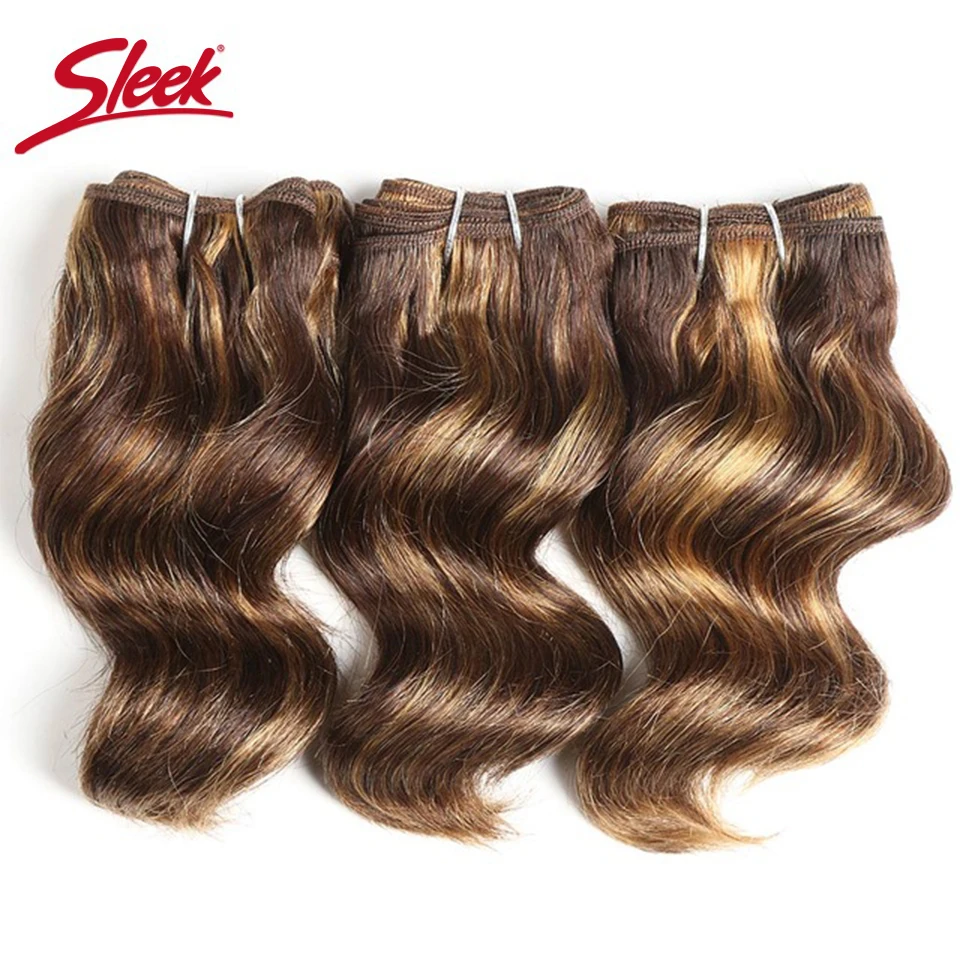 3Pcs/Lot Sleek Hair Brazilian Nature Body Wave Human Hair Double Drawn Piano Color 4/27# 27# Burg# Bundles Extension