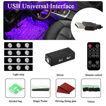 

Hot 1Pcs Car LED RGB Ambient Interior Light Lamp Strip Decorative Atmosphere Lights Music Voice Control USB LED Light