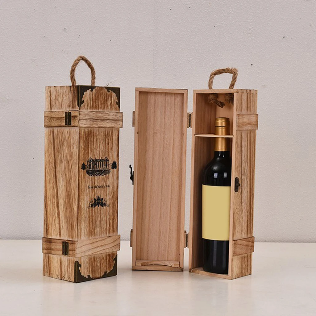 Personalized Single Bottle Wooden Wine Storage Box Carrier Case With Handle | Дом и сад