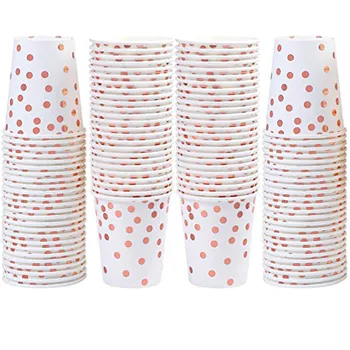 

100pcs Rose Gold Dot Disposable Paper Cups Party Cups Disposable Cups Cups Party Wedding Anniversary Gobelet Plastique Cups