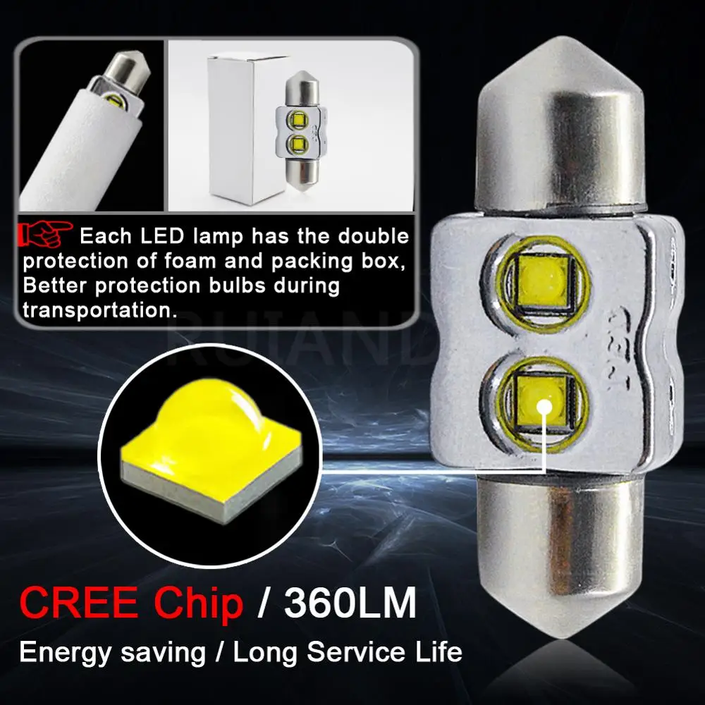 2x AC12-24V высокое качество C5W C10W C'ree светодиодный 31/36/39/41 мм CANBUS LED 10 W/15 W Автомобильное ламповая гирлянда авто Интерьер Купол Лампа для чтения