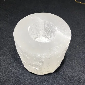

1pcs Natural crystal gypsum candlestick energy therapy reiki meditation home decoration