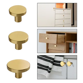 252833mm Round Brass Dresser Simple Drawer Kitchen Knobs Handles Drawer Pulls Modern Cabinet Door Knob Brass Gold Cupboard