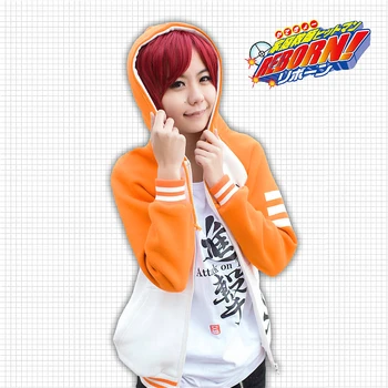 

Anime Hitman Reborn Cosplay Costume Sawada Tsunayoshi Cosplay Hooded Hoody Halloween Coat Clothes For Men Women Unisex