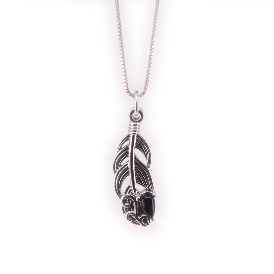 

Hemiston 925 Sterling Silver Feather Zircon Pendants Necklaces For Women Statement Necklaces Jewelry