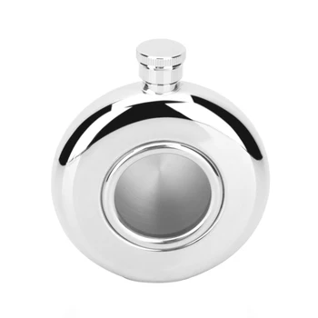 

Men's portable hip flask transparent plexiglass bottle flat round portable jug