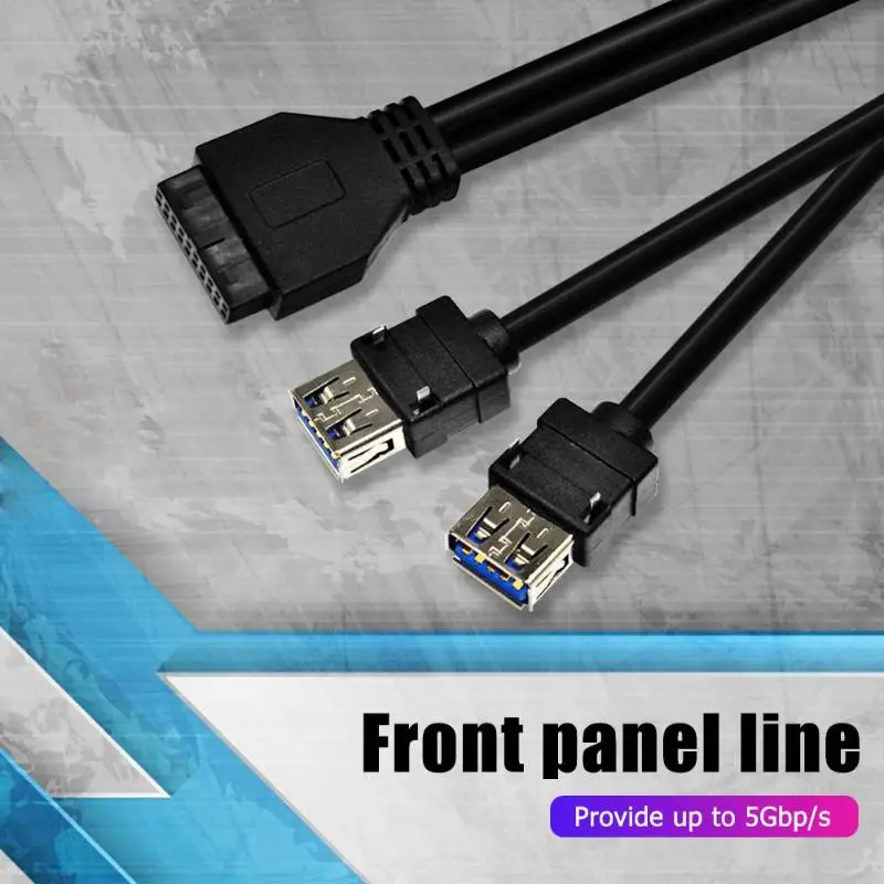 20Pin до 2 USB 3,0 кабель на передней панели адаптер прочный высокоскоростной передачи данных с фиксированной ножкой для компьютера чехол
