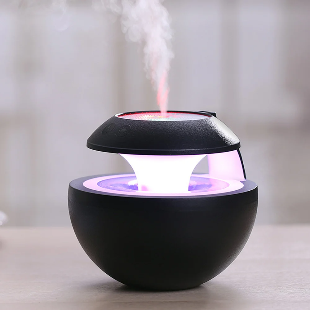 Black Aroma Diffuser Air Humidifier Aromatherapy Diffuser with Projection 400ml Exquisite Fashion Portable Mist Maker - Color: Black