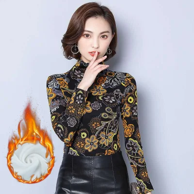 2021 Women Elegant Floral Shirt Spring Long Sleeve Fashion Fleece Blouses Streetwear Casual Shirts Plus Size Tops Blusas 3XL 860