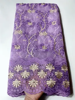 

Light Purple African Lace Fabric 2019 French Cord Lace Fabric Embroidery Nigerian Tulle Lace Fabric With Stones For Wedding