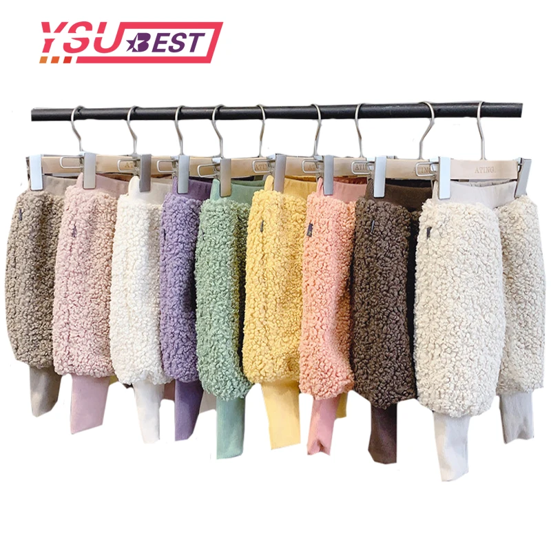 

2019 Autumn Winter Fashion Girls Jogger Pants Spring Fall Children's Cotton-Padded Trousers Lamb Velvet Haren Kids Pants