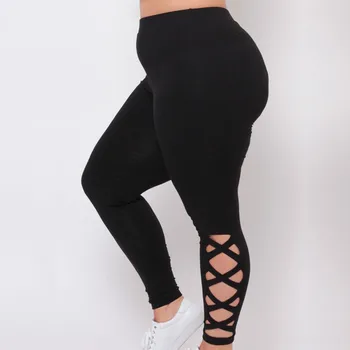 

Women Lace Up Pencil Leggings Hole Trousers For Ladies High Waist Criss Tie Cross Fitness Elastic Bodycon Leggings #T2G
