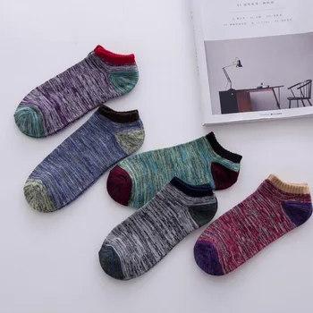 

PLUFR-22 men ankle socks vintage patchwork casual Polyester cotton elastic