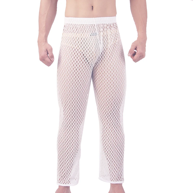 Pajamas for Men Ropa Interior Hombre See Through Pyjama Homme Mesh Sexy Underwear Sleepwear Home Pants Elasticity Pajama Pants mens pjs sale