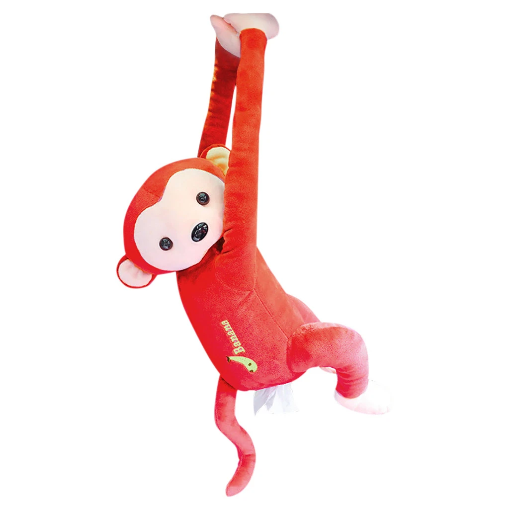 Tissue Box Cartoon Car Armrest Box Paper Animal Decor Car Napkin Cover Monkey