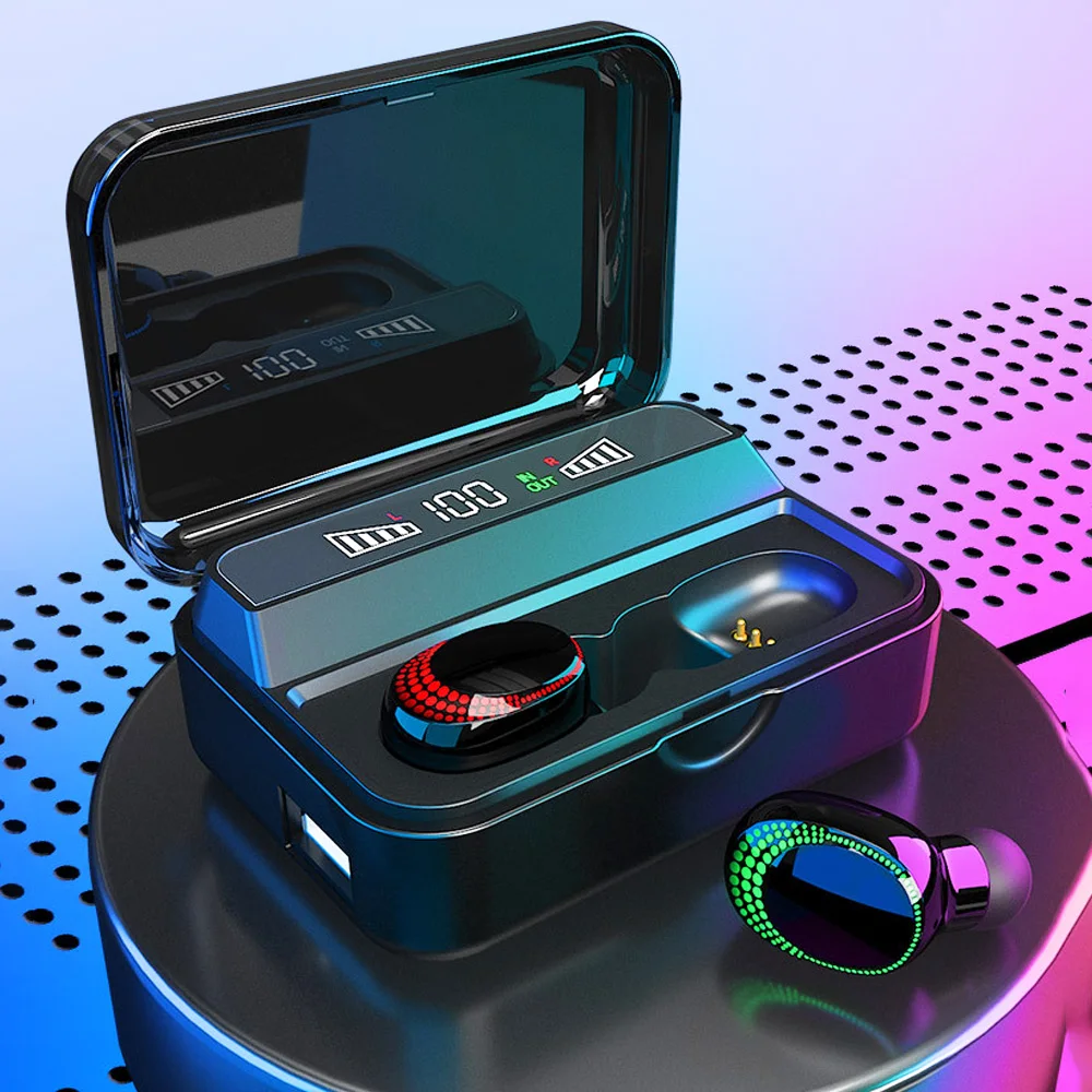 

Samload True Wireless Stereo Headphones Bluetooth Earphones in ear Earbuds with 2200mAh Powerbank Charging Case and Led display