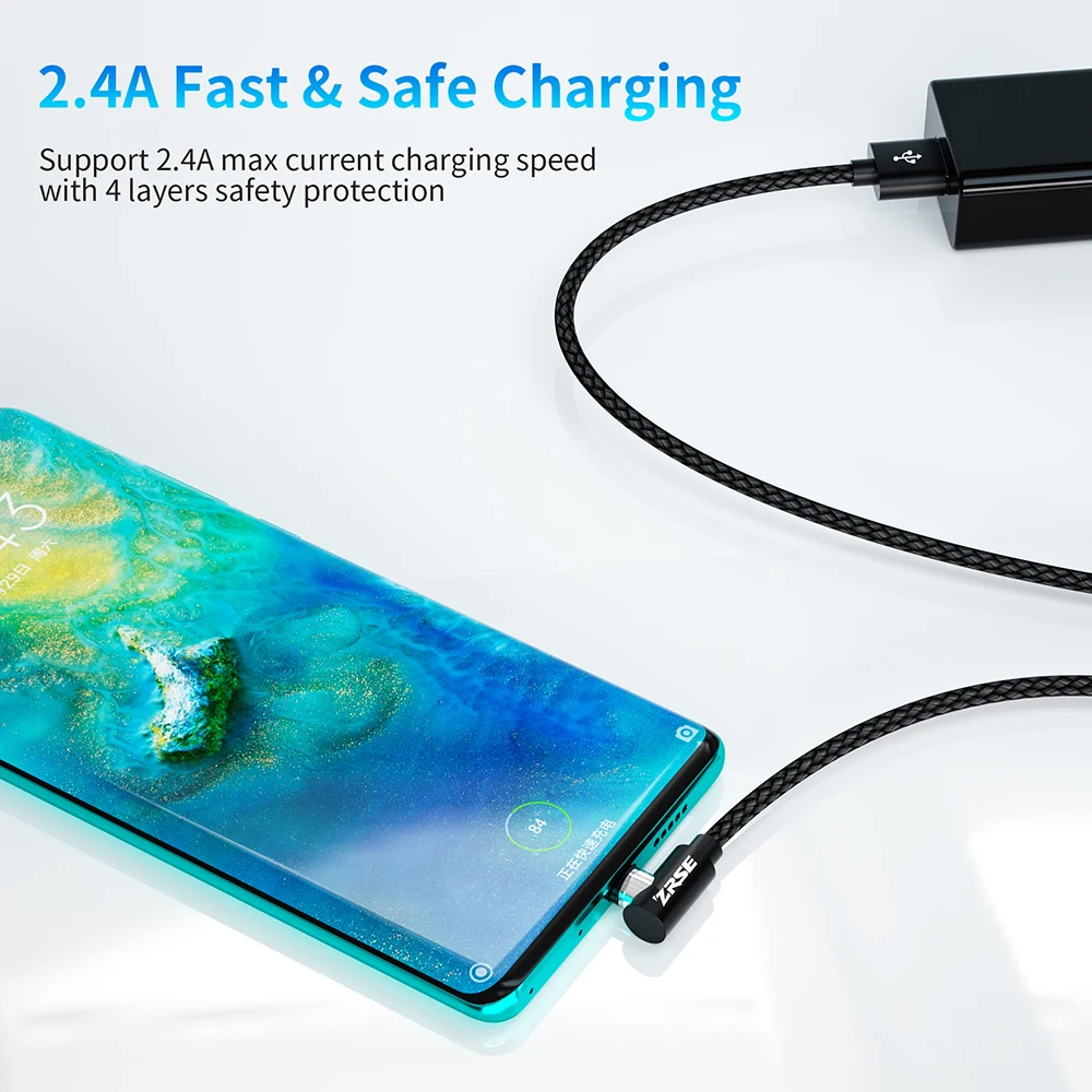 ZRSE 90 градусов магнитное зарядное устройство Micro usb type C кабель для samsung iPhone XS Max Android