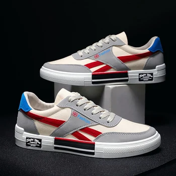 

2020 men's vulcanized shoes breathable canvas men's sneakers platform shoes casual shoes lace-up sneakers canvas white shoes