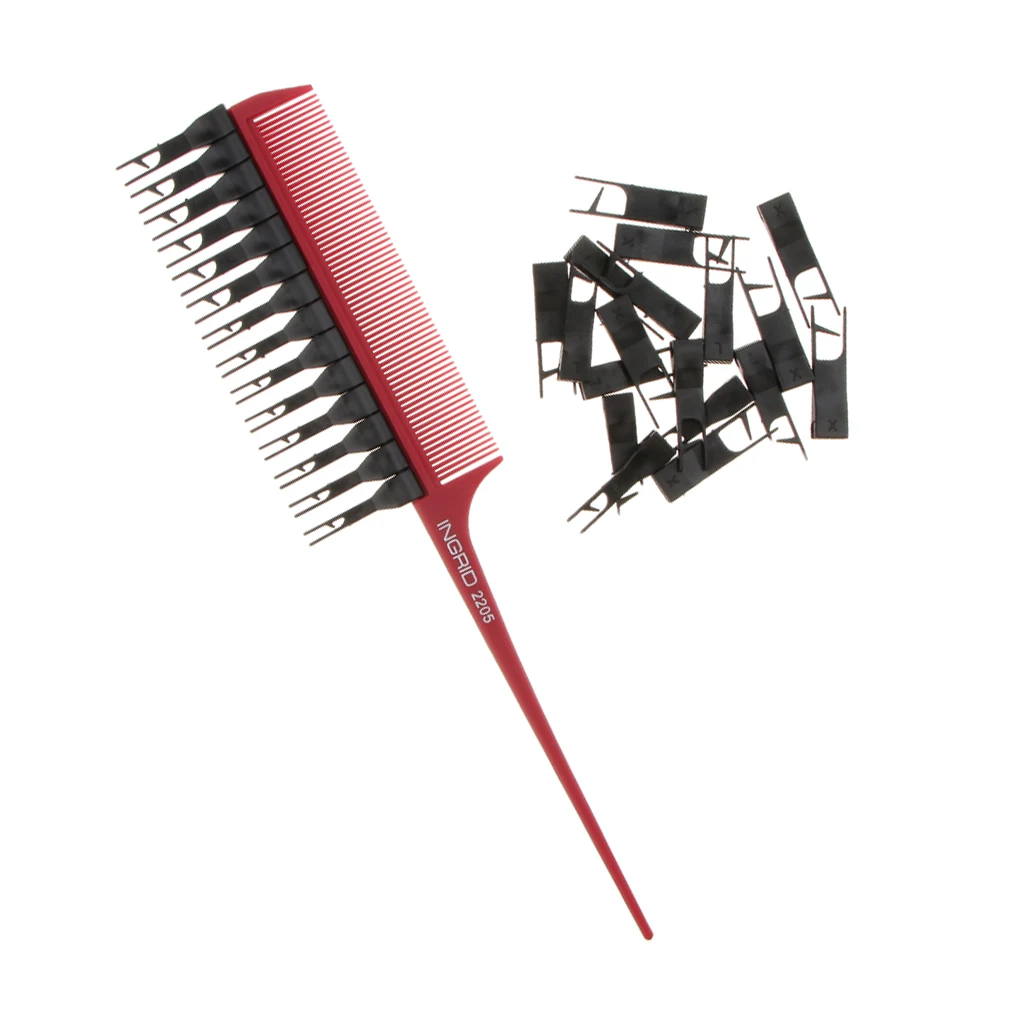 Hair Dyeing Comb Sectioning Highlight Comb Weaving Cutting Brush Salon Hair Coloring Styling Tool with Replace Pins