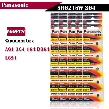 

100Pcs/Lot Original Panasonic 1.55V SR621SW AG1 364 164 D364 L621 Silver Oxide Watch Battery 6.8*2.1mm Watch Coin Battery