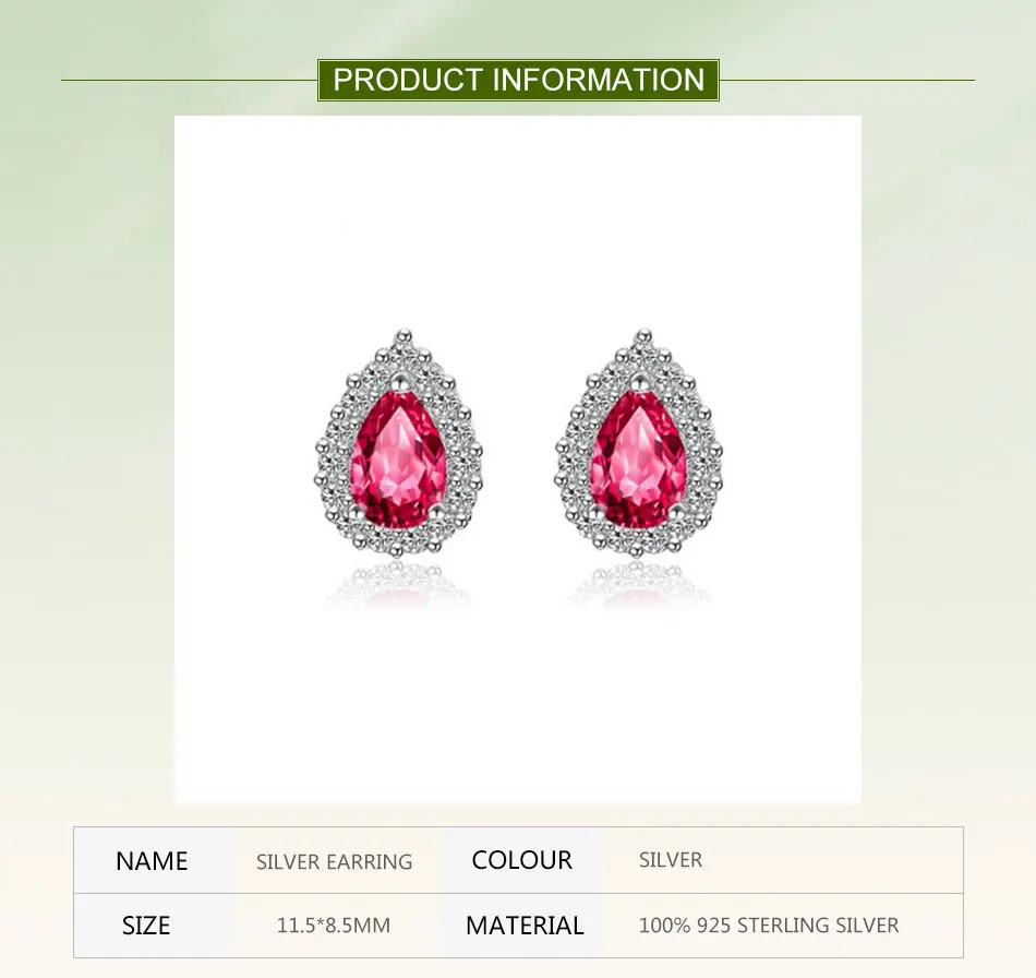 ZDADAN 925 Sterling Silber Charm Ohrringe mit ovalem roten Kristall für Damen, modischer Hochzeitsschmuck – Detail 1