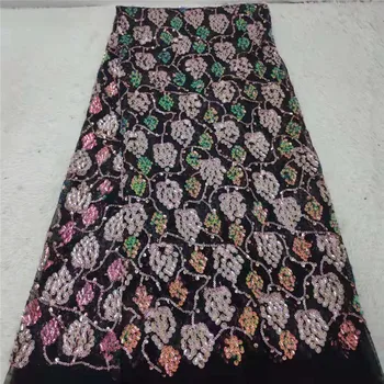 

2019 Latest French Advanced Sequins Nigerian Lace Dress High Quality Sequins Tulle African Lace Fabric Wedding French Tulle Lace