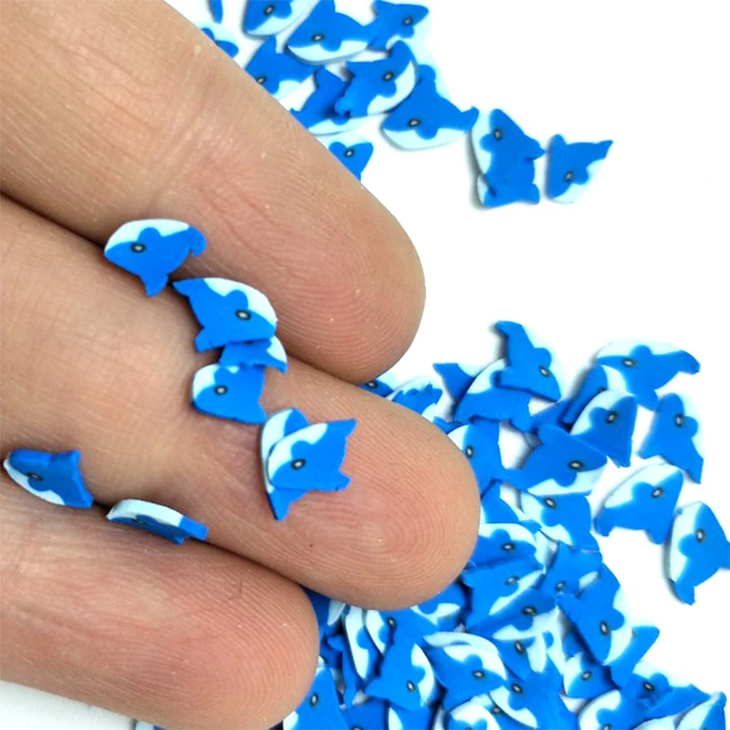 5mm 100 г/лот, глина в форме голубой акулы, разбрызгивает клейкие аксессуары, полимерная глина, кусочки животных, сделай сам, украшения для ногтей - Цвет: 5mm